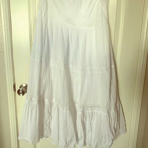 White Floor Length Boho Maxi Skirt